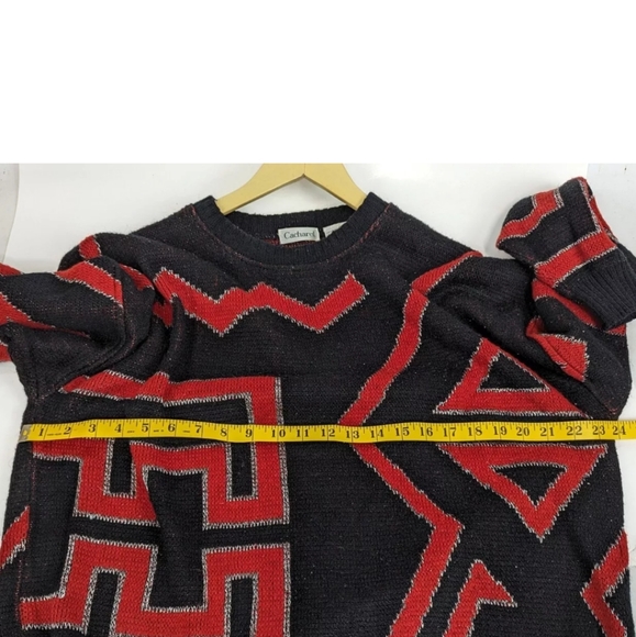 Retro Cacharel Knit Sweater, 90's Geometric Coogi Style Pattern Knit Sweater - Picture 9 of 11